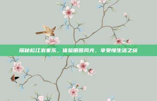 探秘松江农家乐，体验田园风光，享受慢生活之旅